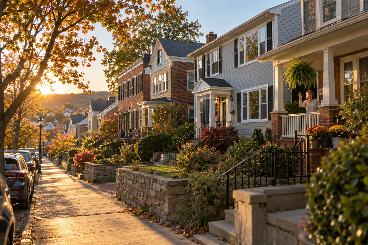 Row of homes with updated windows and siding near Annapolis